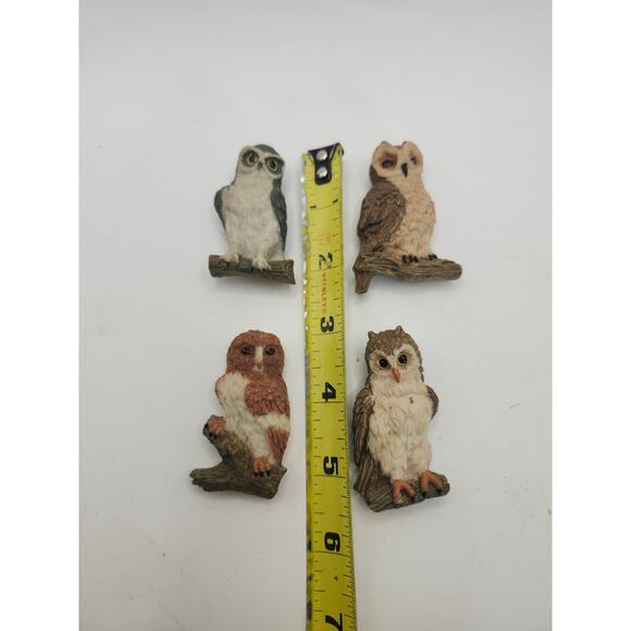 Vintage 1989 Arc Products 3D Resin Owl Magnets Set of 4 Hand Painted Realistic - Picture 3 of 8
